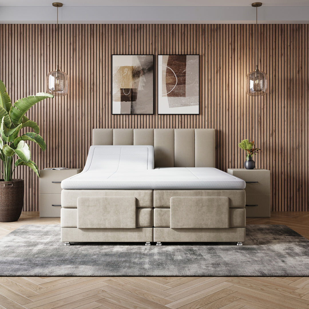 Elektrische Boxspring iPremium - Complete set - Luxe 7-Zone Matrassen 500 Pockets/m² - Volledig Verstelbaar - Gratis Topper