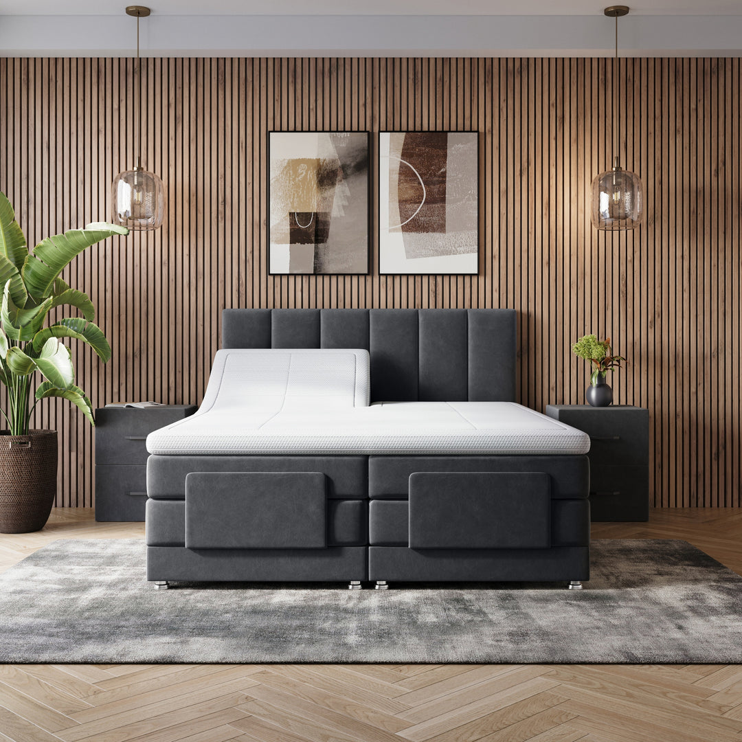 Elektrische Boxspring iPremium - Complete set - Luxe 7-Zone Matrassen 500 Pockets/m² - Volledig Verstelbaar - Gratis Topper