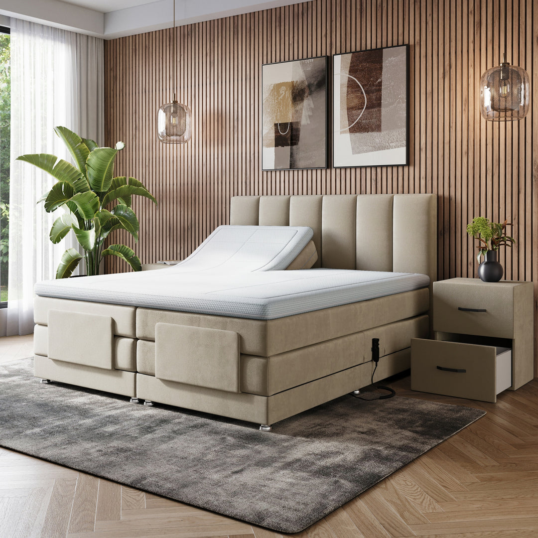 Elektrische Boxspring iPremium - Complete set - Luxe 7-Zone Matrassen 500 Pockets/m² - Volledig Verstelbaar - Gratis Topper