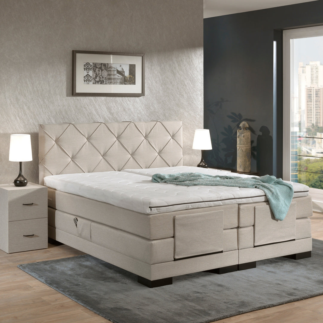 Elektrische Boxspring iElegant - Complete Set - Luxe Orthopedische 7-zone Matrassen - Gratis Topper en Draadloze Bediening