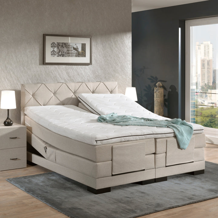 Elektrische Boxspring iElegant - Complete Set - Luxe Orthopedische 7-zone Matrassen - Gratis Topper en Draadloze Bediening