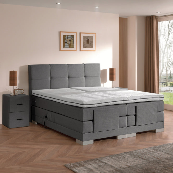 Elektrische Boxspring iElite - Complete Set - Luxe Orthopedische 7-zone Matrassen - Gratis Topper en Draadloze Bediening