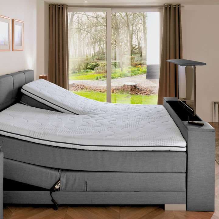 Elektrische Boxspring iElite - Complete Set - Luxe Orthopedische 7-zone Matrassen - Gratis Topper en Draadloze Bediening