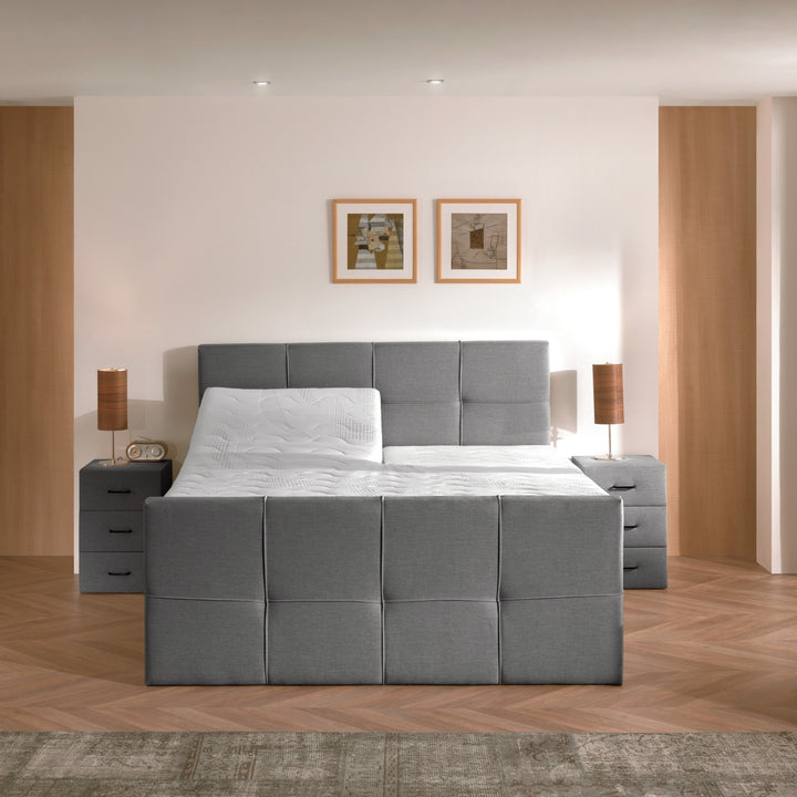 Elektrische Boxspring iElite - Complete Set - Luxe Orthopedische 7-zone Matrassen - Gratis Topper en Draadloze Bediening