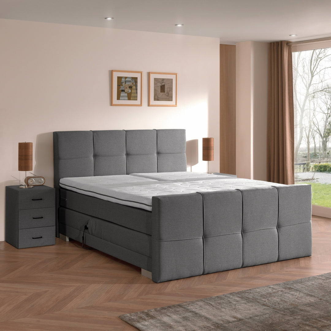 Elektrische Boxspring iElite - Complete Set - Luxe Orthopedische 7-zone Matrassen - Gratis Topper en Draadloze Bediening