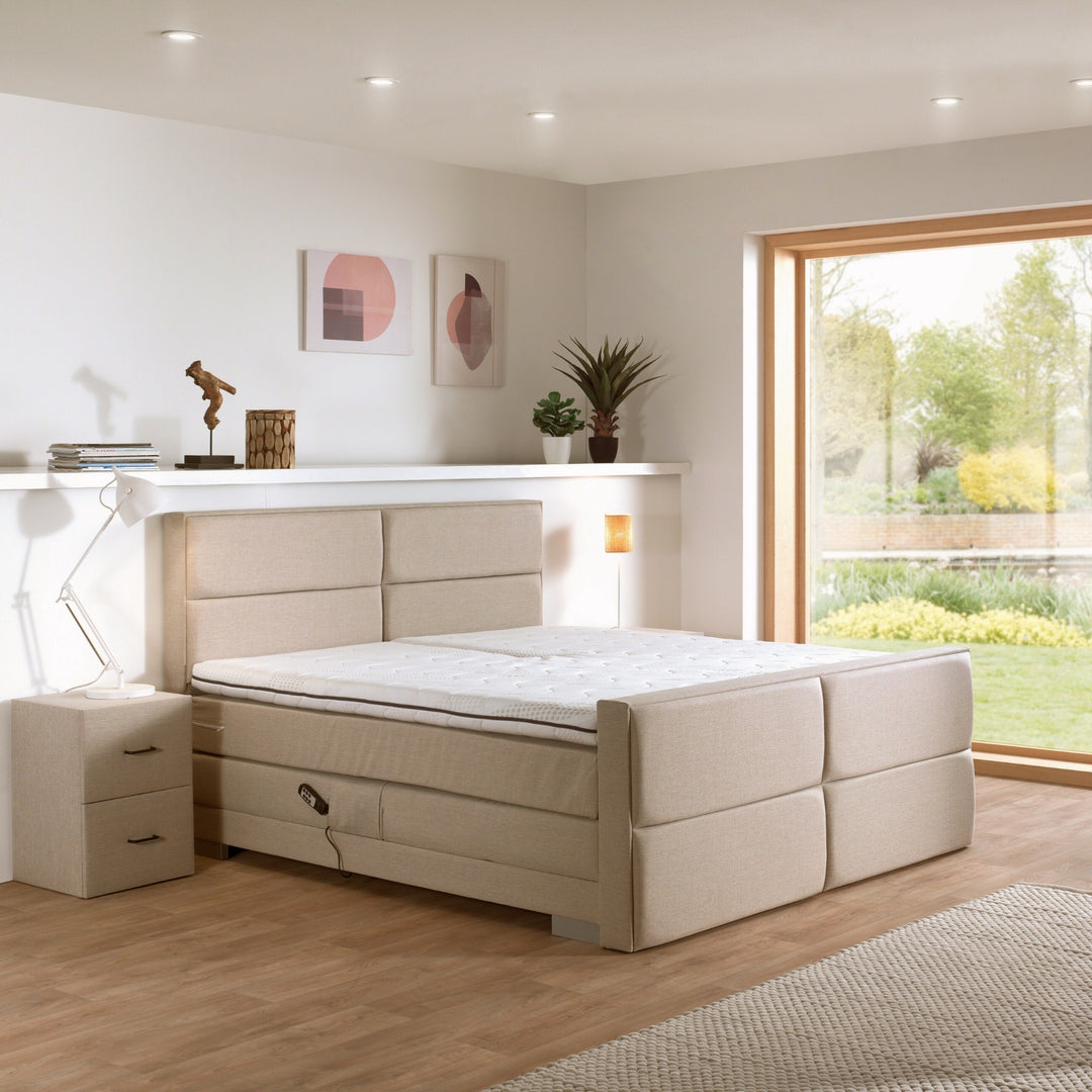 Elektrische Boxspring iExcellent - Complete Set - Luxe Orthopedische 7-zone Matrassen - Gratis Topper en Draadloze Bediening