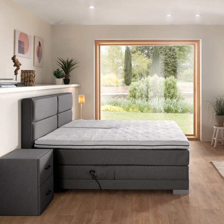 Elektrische Boxspring iExcellent - Complete Set - Luxe Orthopedische 7-zone Matrassen - Gratis Topper en Draadloze Bediening