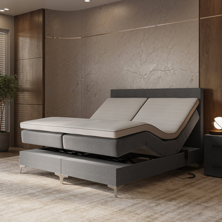 Elektrische Boxspring iRoyal - Complete set - Luxe 7-zone matrassen 500 pockets/m² - Volledig verstelbaar - Gratis topper