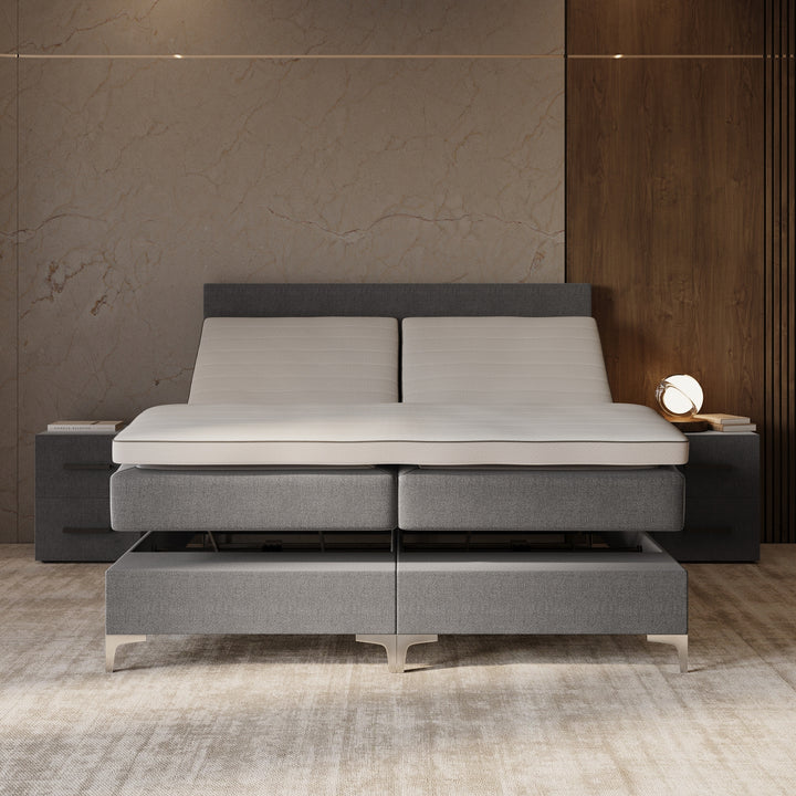 Elektrische Boxspring iRoyal - Complete set - Luxe 7-zone matrassen 500 pockets/m² - Volledig verstelbaar - Gratis topper