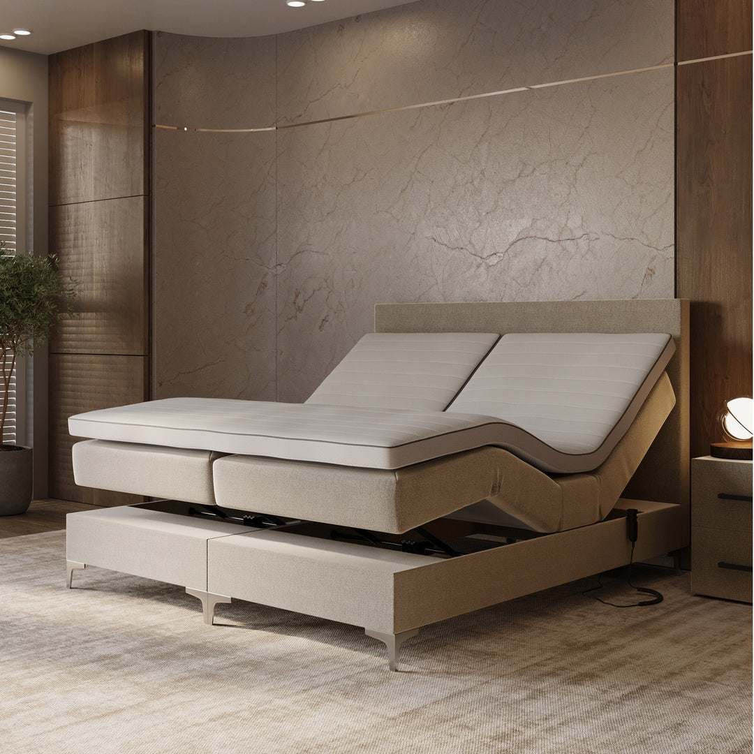 Elektrische Boxspring iRoyal - Complete set - Luxe 7-zone matrassen 500 pockets/m² - Volledig verstelbaar - Gratis topper