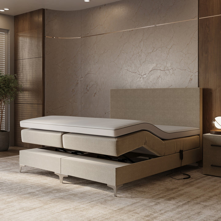 Elektrische Boxspring iRoyal - Complete set - Luxe 7-zone matrassen 500 pockets/m² - Volledig verstelbaar - Gratis topper