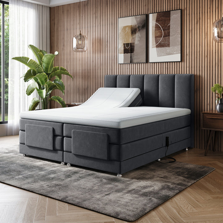 iPremium Elektrische Boxspring – Complete Set met Ergonomische 7-Zone Matrassen + Gratis Split-Topmatras