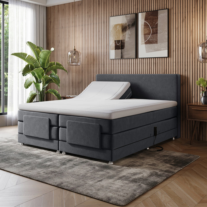 iPremium Elektrische Boxspring – Complete Set met Ergonomische 7-Zone Matrassen + Gratis Split-Topmatras