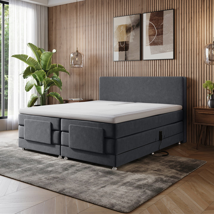 iPremium Elektrische Boxspring – Complete Set met Ergonomische 7-Zone Matrassen + Gratis Split-Topmatras