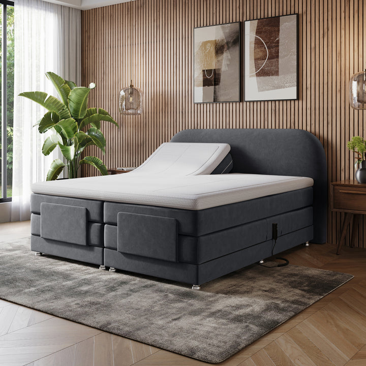 iPremium Elektrische Boxspring – Complete Set met Ergonomische 7-Zone Matrassen + Gratis Split-Topmatras