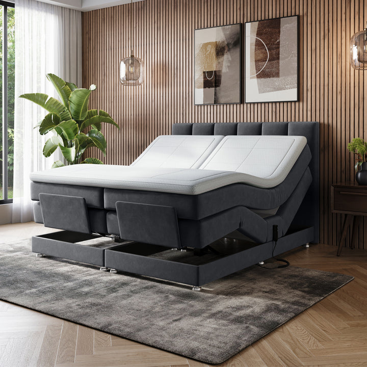iPremium Elektrische Boxspring – Complete Set met Ergonomische 7-Zone Matrassen + Gratis Split-Topmatras