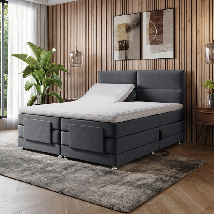 iPremium Elektrische Boxspring – Complete Set met Ergonomische 7-Zone Matrassen + Gratis Split-Topmatras