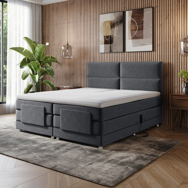 iPremium Elektrische Boxspring – Complete Set met Ergonomische 7-Zone Matrassen + Gratis Split-Topmatras