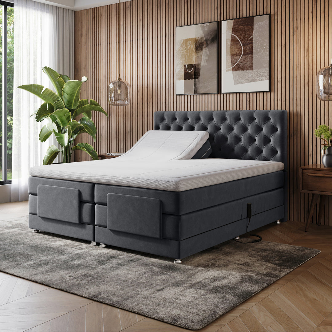 iPremium Elektrische Boxspring – Complete Set met Ergonomische 7-Zone Matrassen + Gratis Split-Topmatras