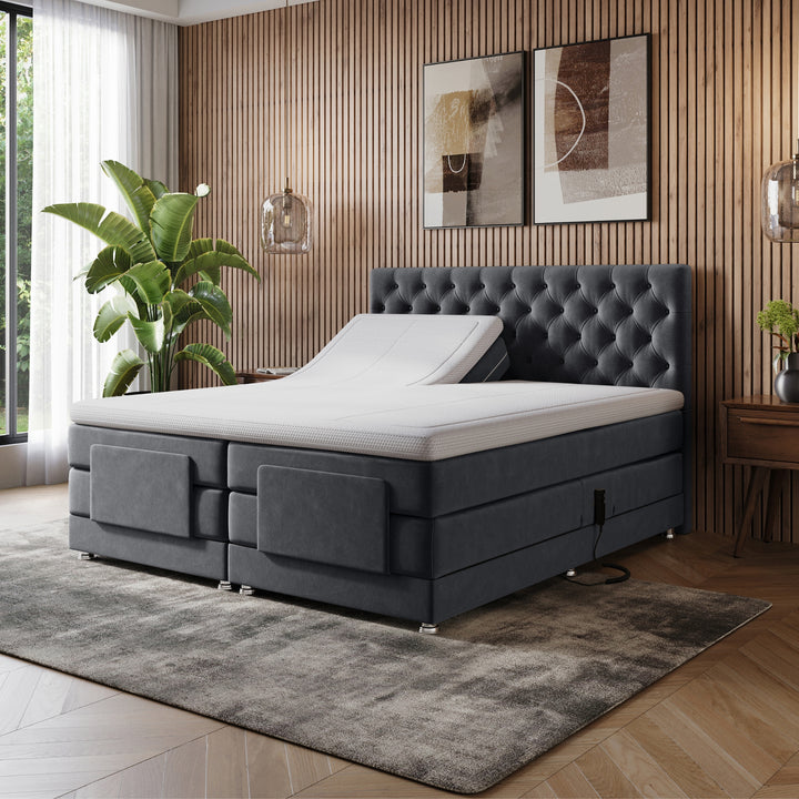 iPremium Elektrische Boxspring – Complete Set met Ergonomische 7-Zone Matrassen + Gratis Split-Topmatras