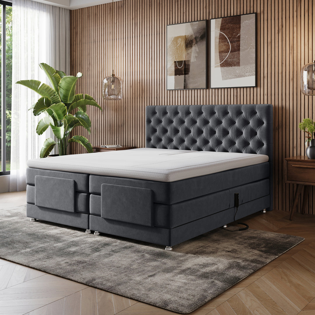 iPremium Elektrische Boxspring – Complete Set met Ergonomische 7-Zone Matrassen + Gratis Split-Topmatras