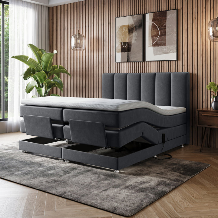 iPremium Elektrische Boxspring – Complete Set met Ergonomische 7-Zone Matrassen + Gratis Split-Topmatras