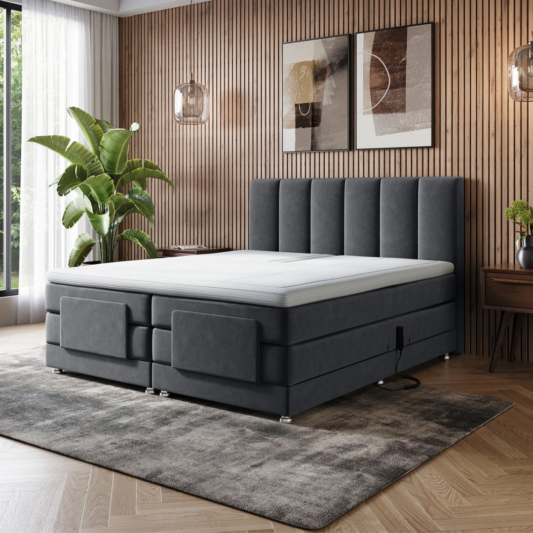 iPremium Elektrische Boxspring – Complete Set met Ergonomische 7-Zone Matrassen + Gratis Split-Topmatras