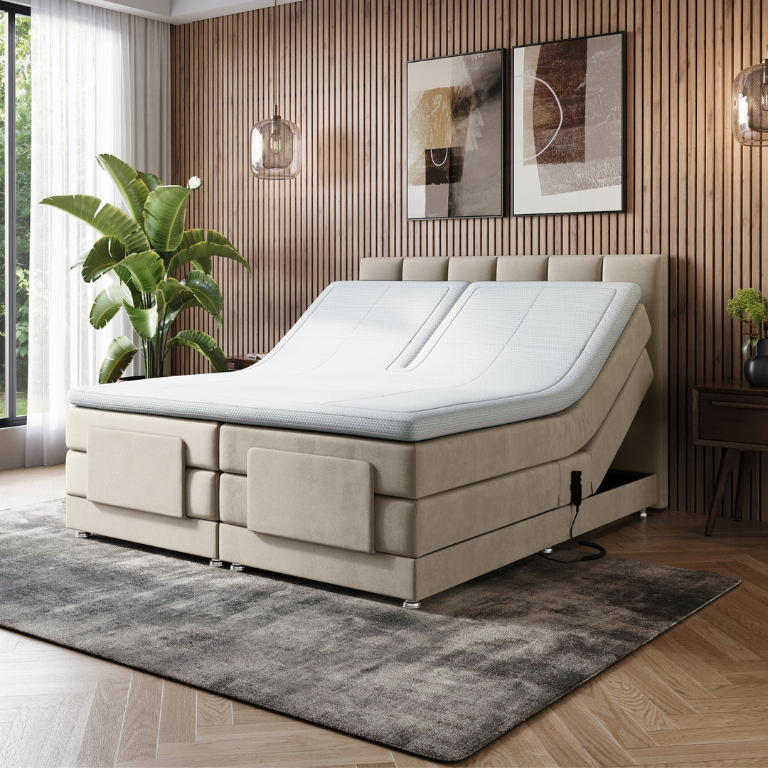 iPremium Elektrische Boxspring – Complete Set met Ergonomische 7-Zone Matrassen + Gratis Split-Topmatras