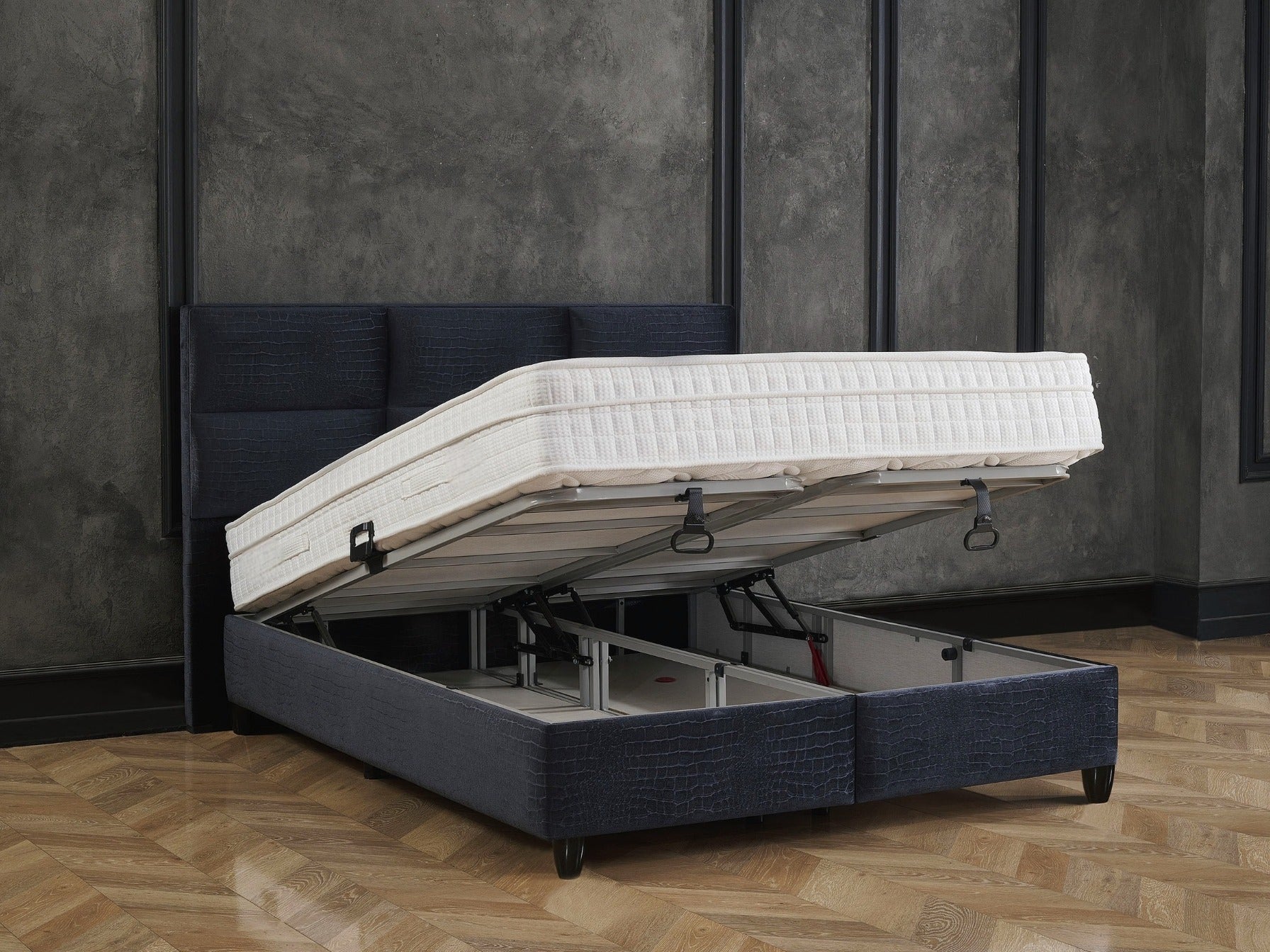 Boxspring met Opbergruimte iDesign - Complete set - Luxe 7-zone matras 500 pockets/m² met ingebouwde topper