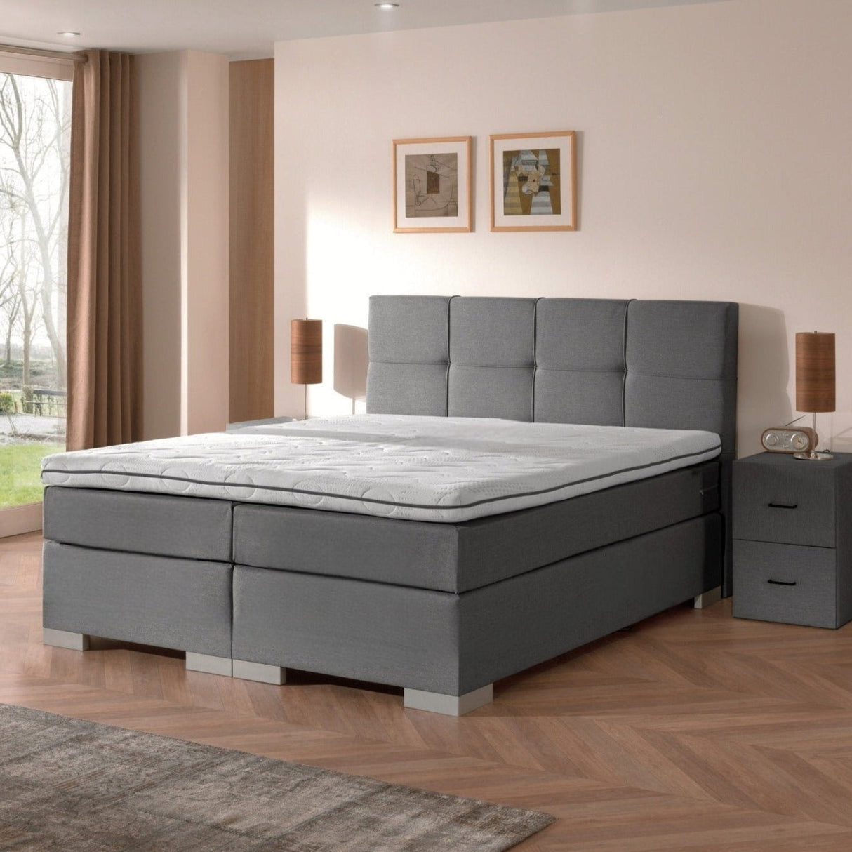 iElite Boxspring - Luxe orthopedische 7-zone matrassen - Complete set met gratis topmatras