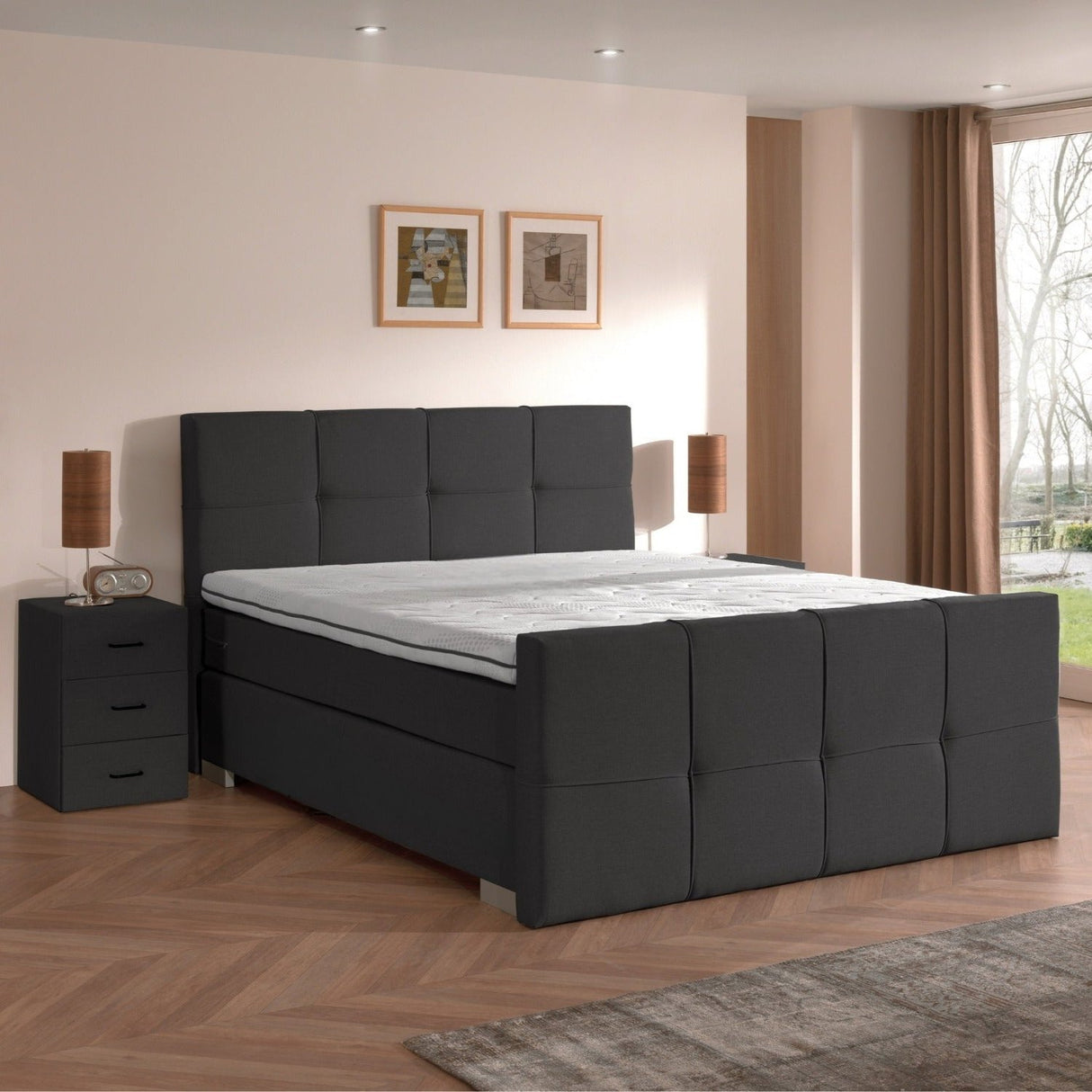iElite Boxspring - Luxe orthopedische 7-zone matrassen - Complete set met gratis topmatras
