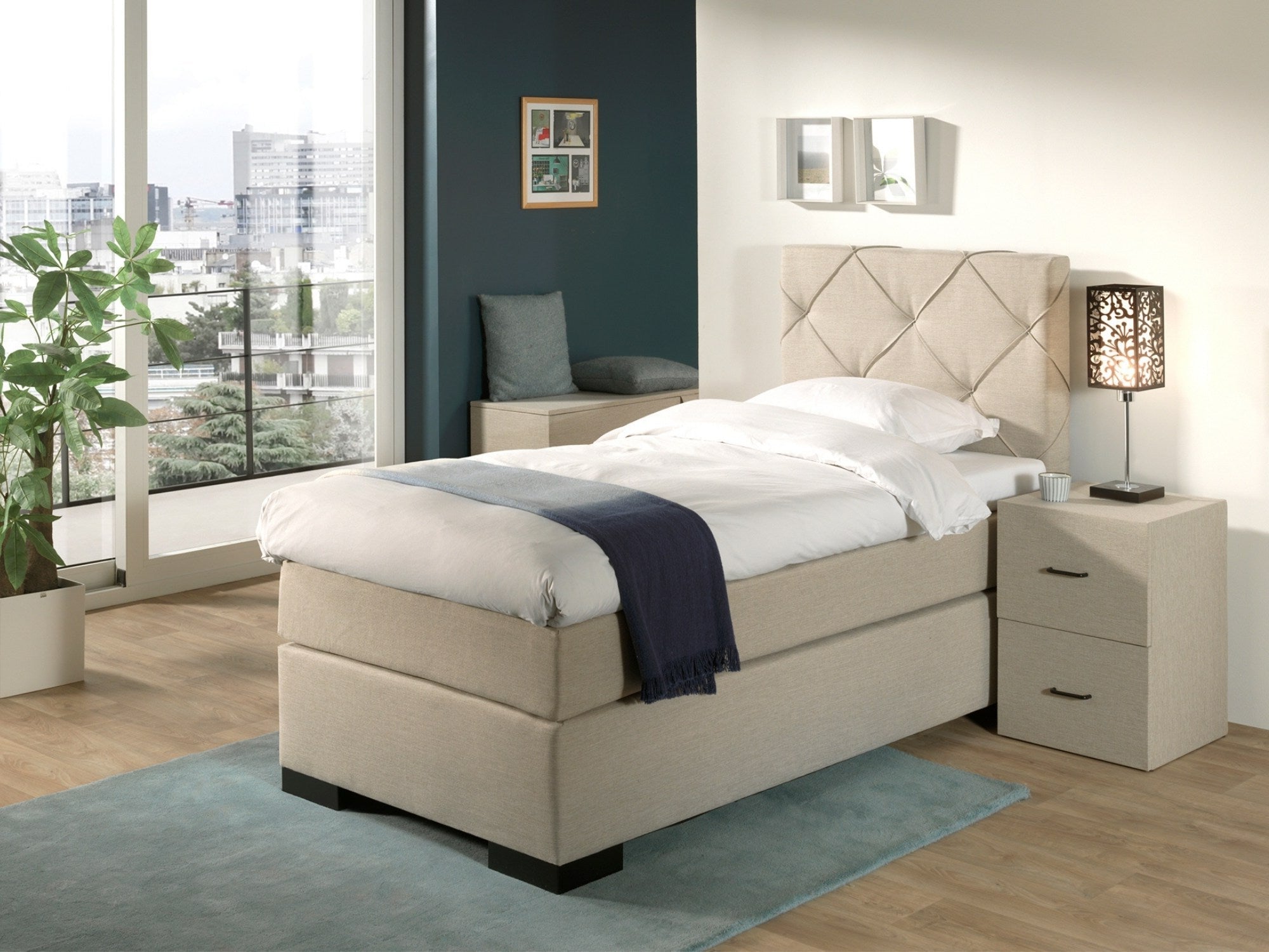 1-Persoons Boxspring iElegant - Complete set - Luxe 7-zone matras 1000 pockets/m² - Gratis topmatras