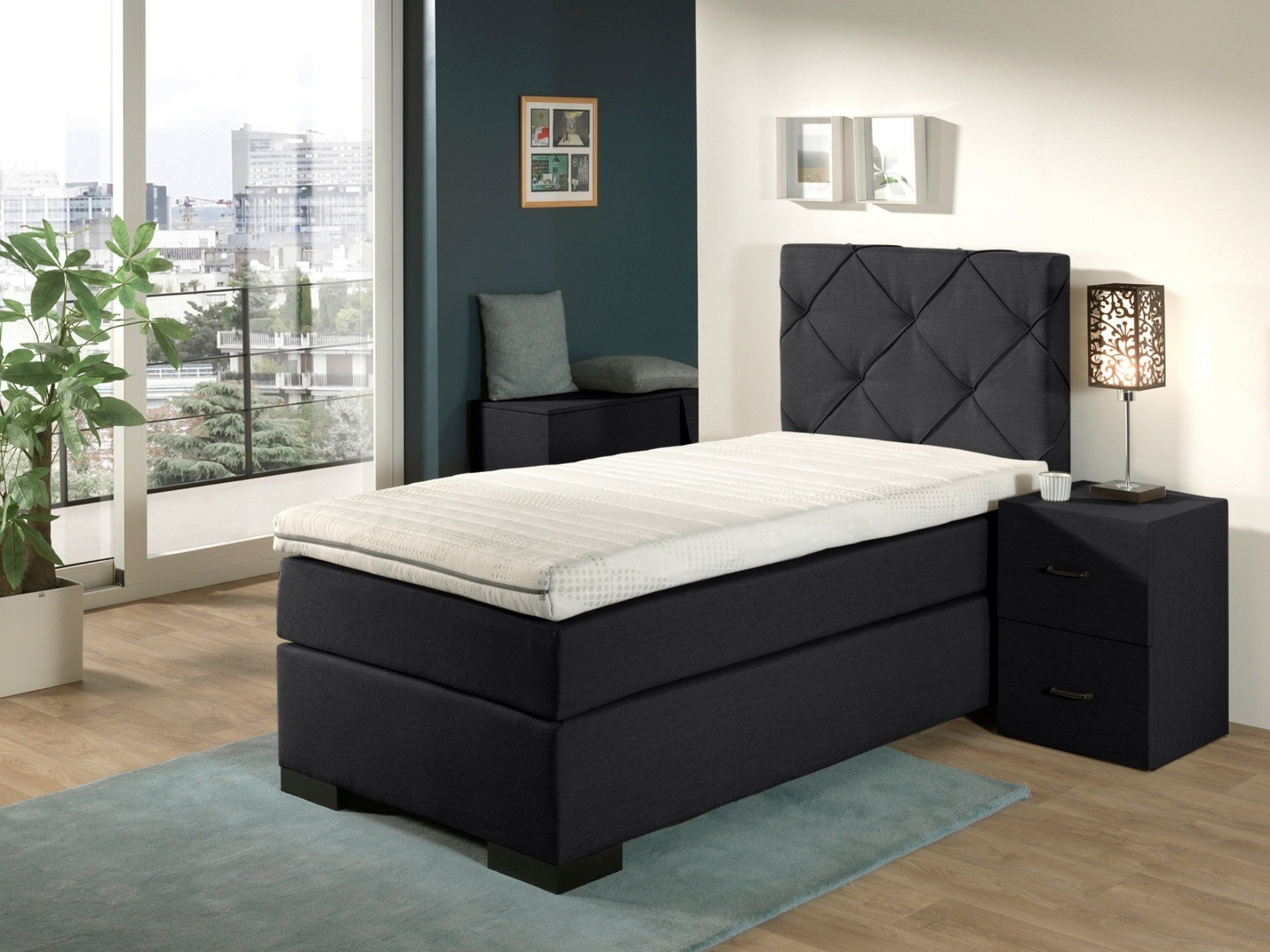1-Persoons Boxspring iElegant - Complete set - Luxe 7-zone matras 1000 pockets/m² - Gratis topmatras